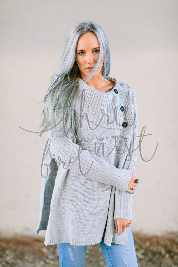 Drape Button Sweater nicE HT333-Hextom-BPE 123