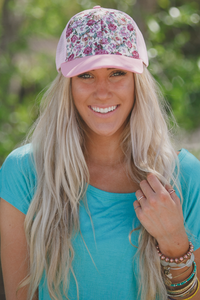 Floral Baseball Hat - Pink nicE HT HT_Mar_10_01