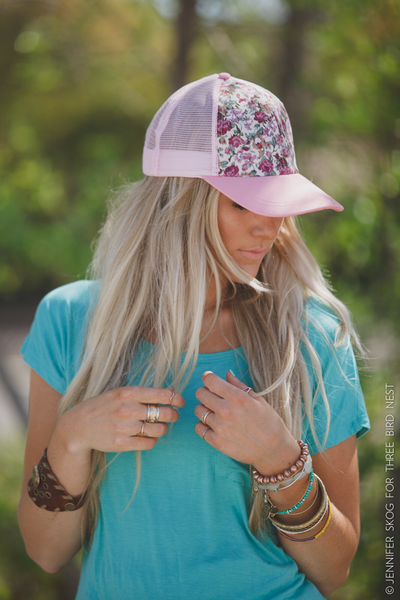 Floral Baseball Hat - Pink nicE HT HT_Mar_10_01