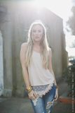 Lace Hem Trim Slip - White nicE HT