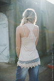 Lace Hem Trim Slip - White nicE HT