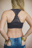 Peek-A-Boo Galloon Lace Bralette - Charcoal nicE HT