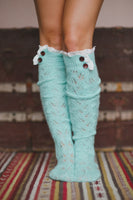 Knitted Mint Tall Socks nicE HT