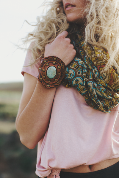 Leather Cuff - Boho Leather Bracelet nicE HT