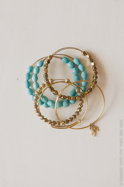 Gold + Turquoise Bangle Set nicE HT HT_Mar_10_02