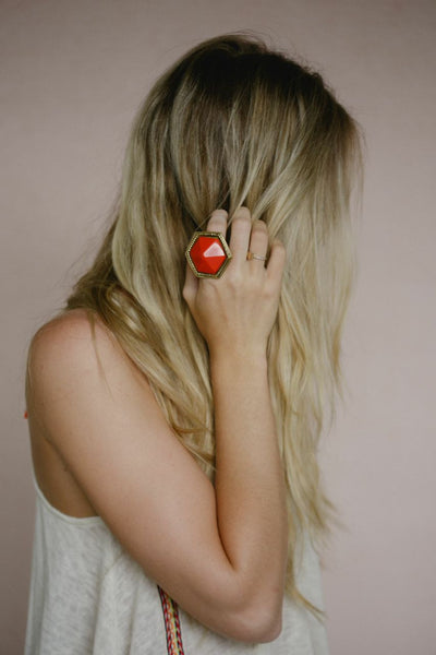 Hexagon Gypsy Ring nicE HT