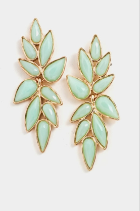 Mint Stone Leaf Earrings nicE HT