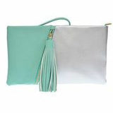 Two-Faced Zippered Clutch - Mint nicE HT