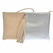 Two-Faced Zippered Clutch - Beige nicE HT