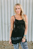 Lace Trim Tank Slip - Black nicE HT