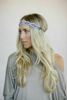 Turquoise + Crystals - Handmade Beaded Headband nicE HT