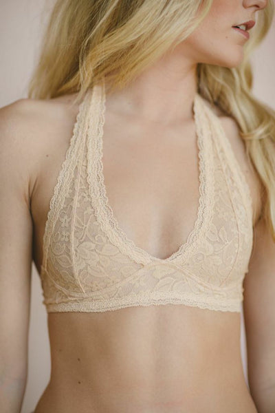 Plunge Halter Bralette {Nude} nicE HT