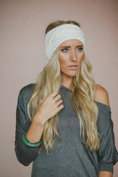 Gray Cable Knitted Headband nicE HT HT_Mar_10_02