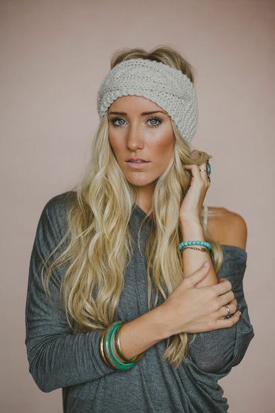 Gray Cable Knitted Headband nicE HT HT_Mar_10_02