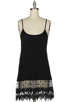 Lace Trim Tank Slip - Black nicE HT