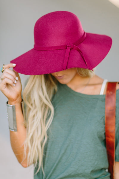 Burgundy Floppy Felt Hat nicE HT HT_Mar_10_01