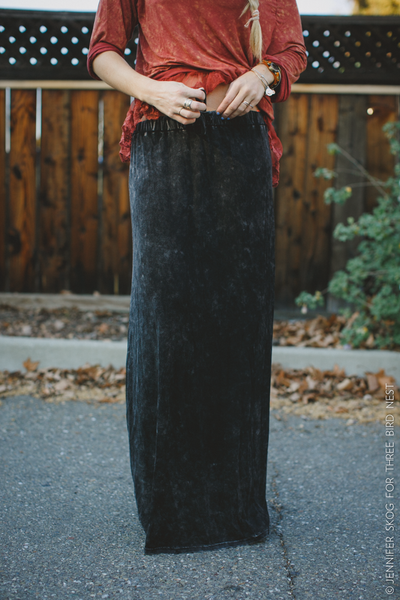 Stonewashed Gypsy Maxi Skirt nicE HT